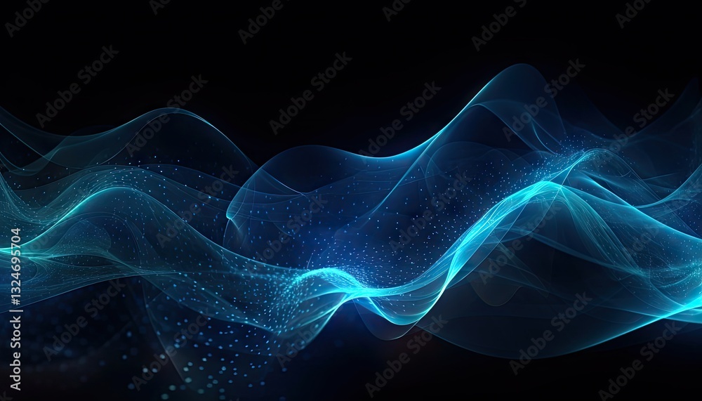Fototapeta premium Abstract Blue Wave of Light and Energy in the Dark