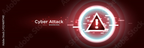 Cyber Attack Warning Alert with Digital Glitch Effect
