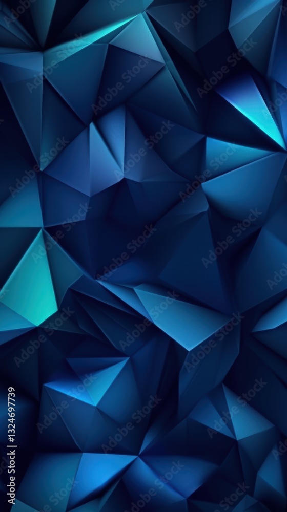 Fototapeta premium Abstract Geometric Pattern of Triangular Shapes in Various Shades of Blue