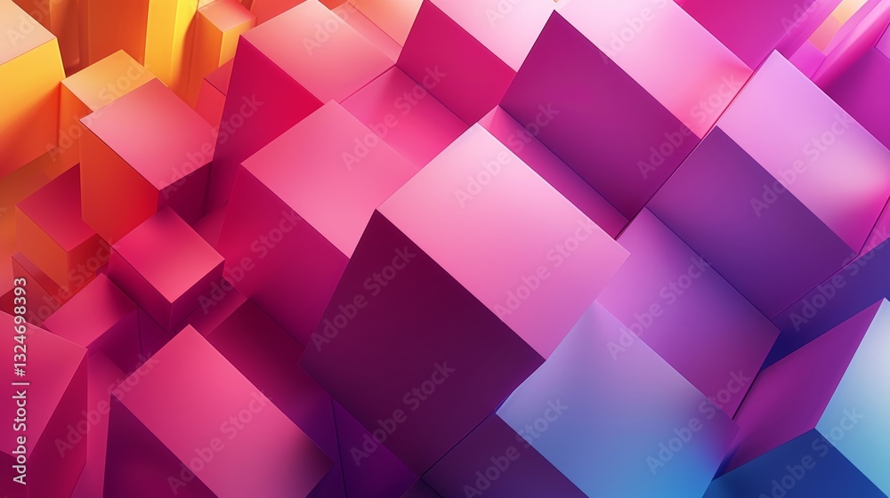 Fototapeta premium Vibrant 3D Geometric Shapes in a Kaleidoscope of Colors