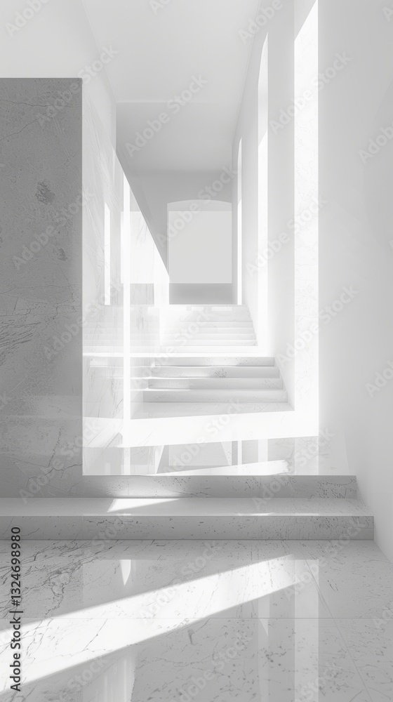 Fototapeta premium Abstract Monochrome White Background Interior Space With Clean Lines And Minimalist Elements