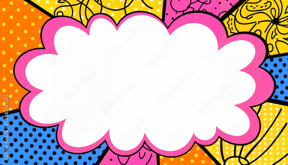 Colorful pop art invitation design with playful patterns, vibrant celebration Colorful pop art invitation design with playful patterns, vibrant celebration