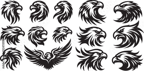 Tribal Vector Birds Tattoo Design with Floral Elements and Ornate Patterns