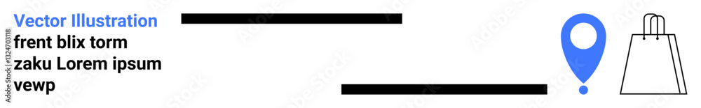 Obraz premium Text next to map pin and shopping bag icons representing online shopping and location tracking. Ideal for e-commerce, online retail, delivery services, location-based marketing, store promotions