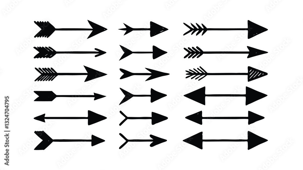 Collection of Diverse Black Arrow Designs, Tribal, and Geometric