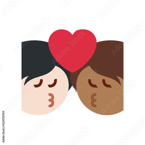 Kissing Couple with Heart
