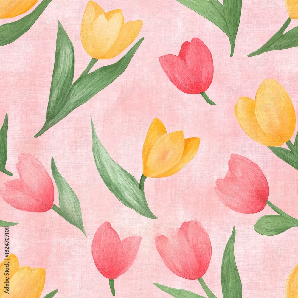 Repetitive patterm of beautiful tulip flower for fabric design