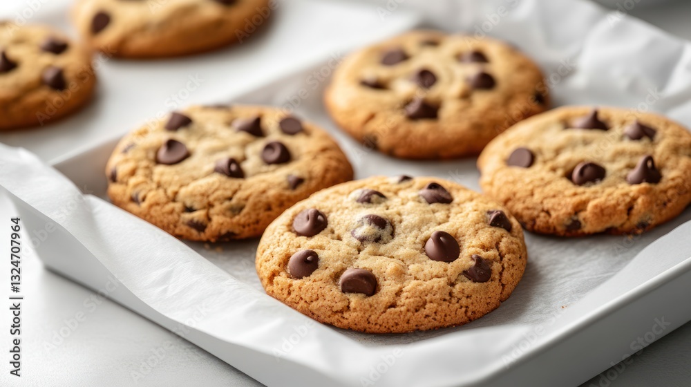 Freshly baked chocolate chip cookie, isolated on white background Freshly baked chocolate chip cookie, isolated on white background