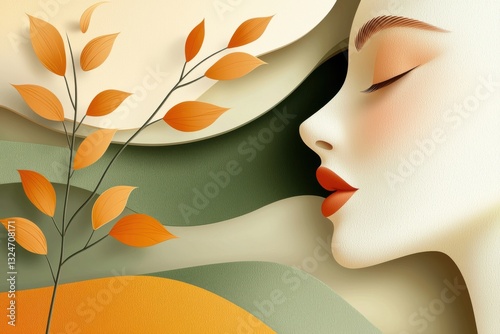 Explore the subtle beauty of autumn with this minimalist background featuring delicate single-line leaf illustrations Perfect for adding a touch of seasonal elegance to your designs, this image