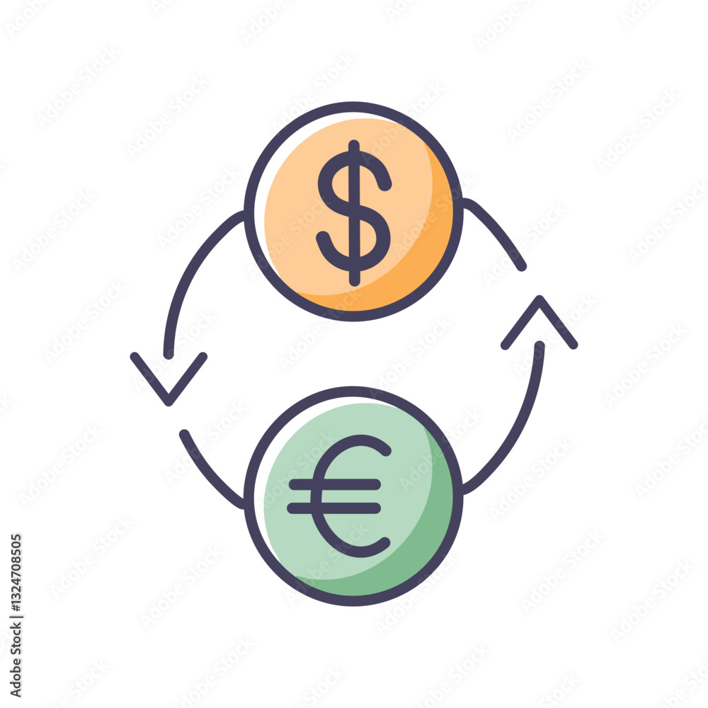 Currency exchange dollar and euro symbols interchanging Currency exchange dollar and euro symbols interchanging