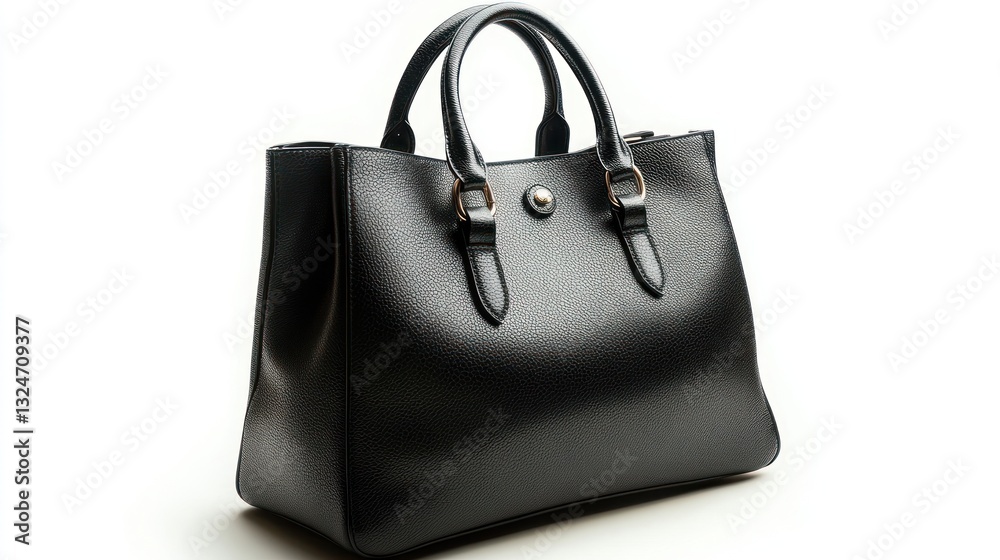Luxury black leather handbag, isolated on white background Luxury black leather handbag, isolated on white background
