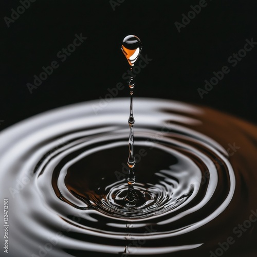 A stunning drop of water creates ripples in a dark setting.