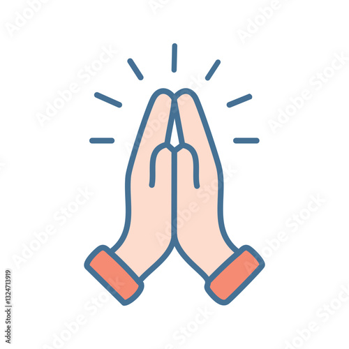 Hands clasped in prayer, radiating light
