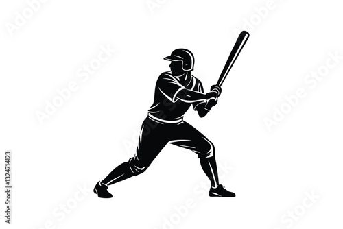 Silhouette of a Baseball batter vector art illustration.eps