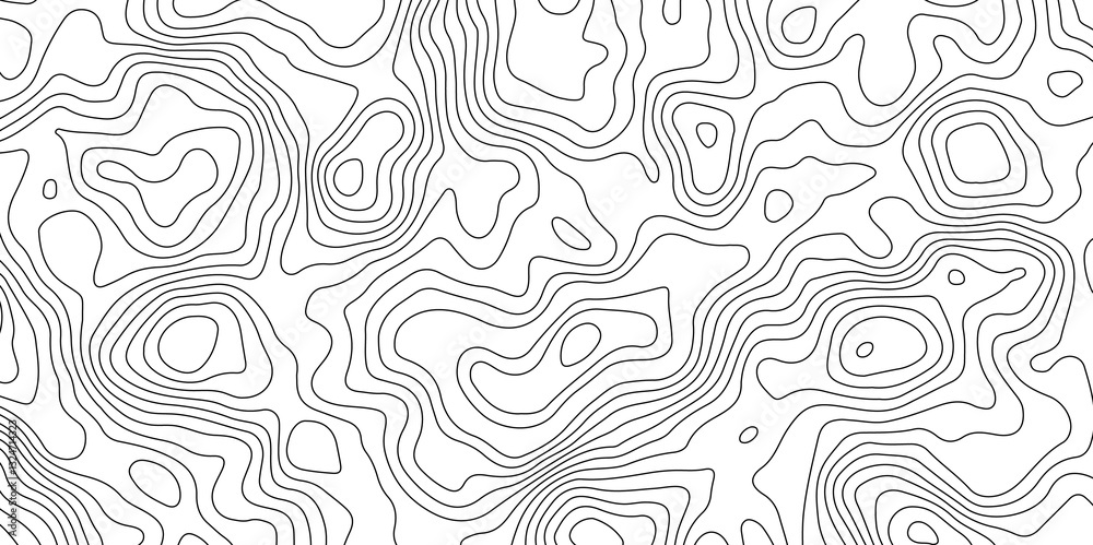 Fototapeta premium Black and White Contour Lines. Topographic Terrain Vector Background