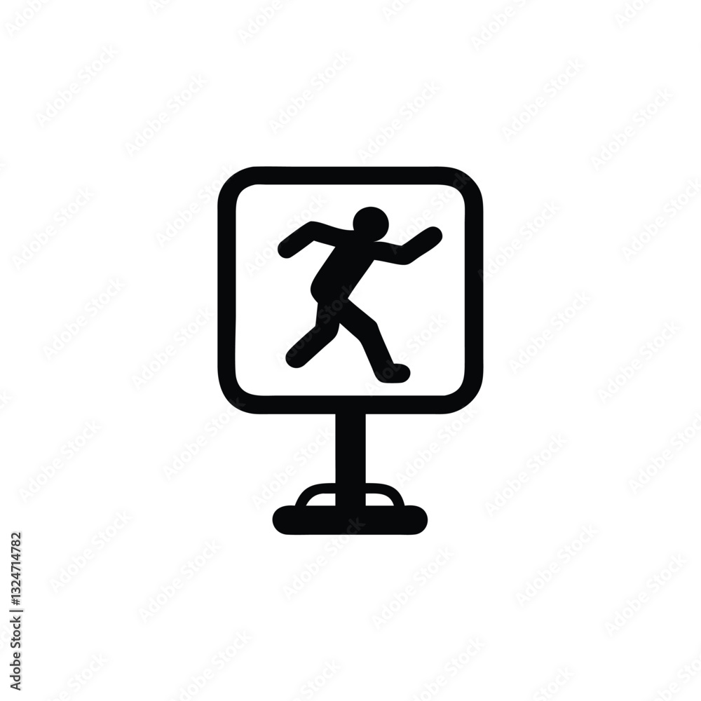 Running Figure Icon: Black Silhouette Sign for Emergency Exit or Activity Running Figure Icon: Black Silhouette Sign for Emergency Exit or Activity