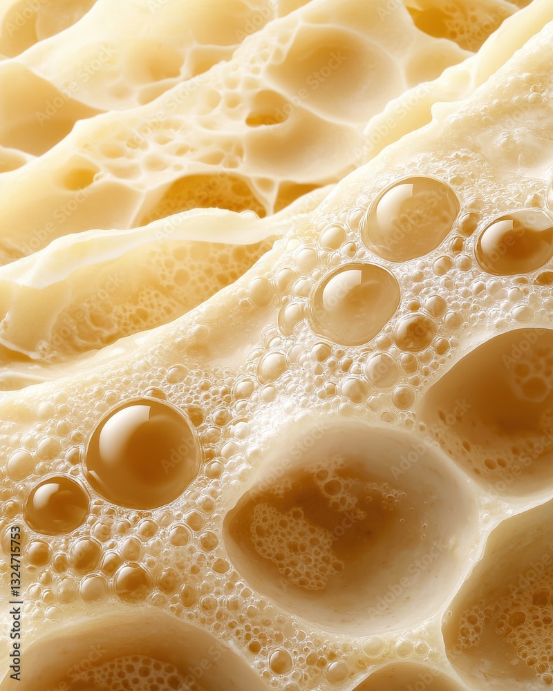 Delicate texture of foam with bubbles and creamy appearance. Delicate texture of foam with bubbles and creamy appearance.