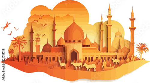 An art illustration of a mosque