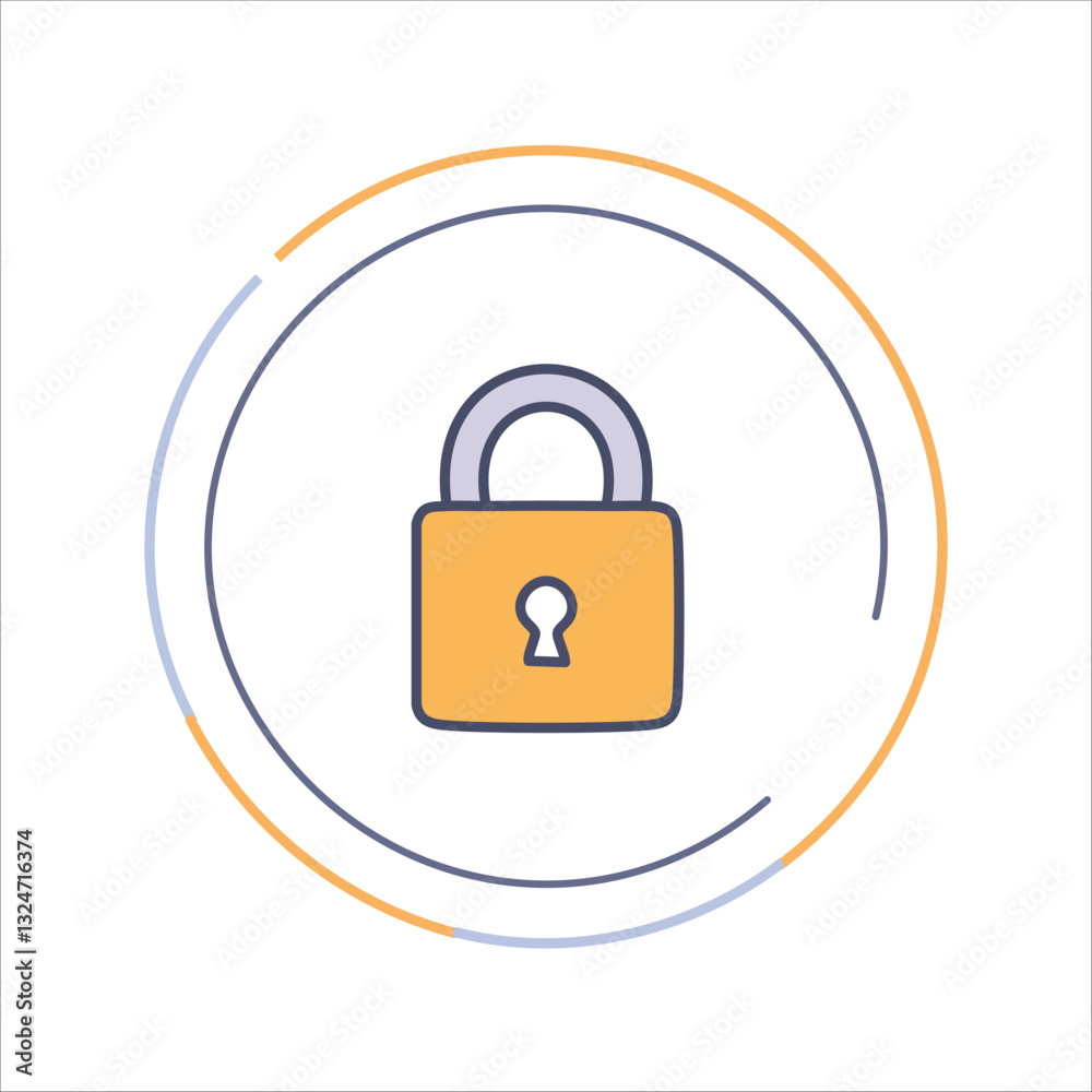 Padlock icon in circular frame, security concept Padlock icon in circular frame, security concept