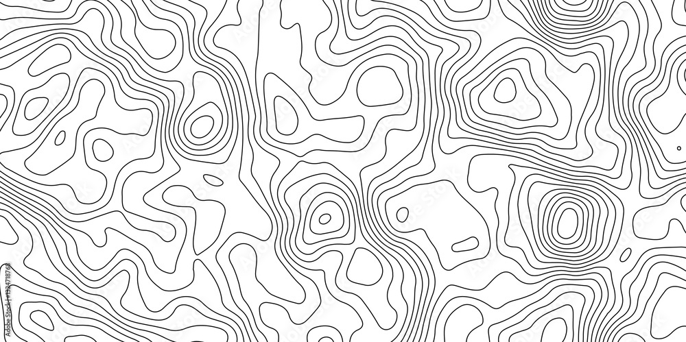 Fototapeta premium Black and White Contour Lines. Topographic Terrain Vector Background