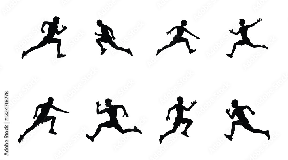 Runner Silhouettes: Dynamic Sprinting and Running Poses Runner Silhouettes: Dynamic Sprinting and Running Poses