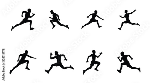 Runner Silhouettes: Dynamic Sprinting and Running Poses