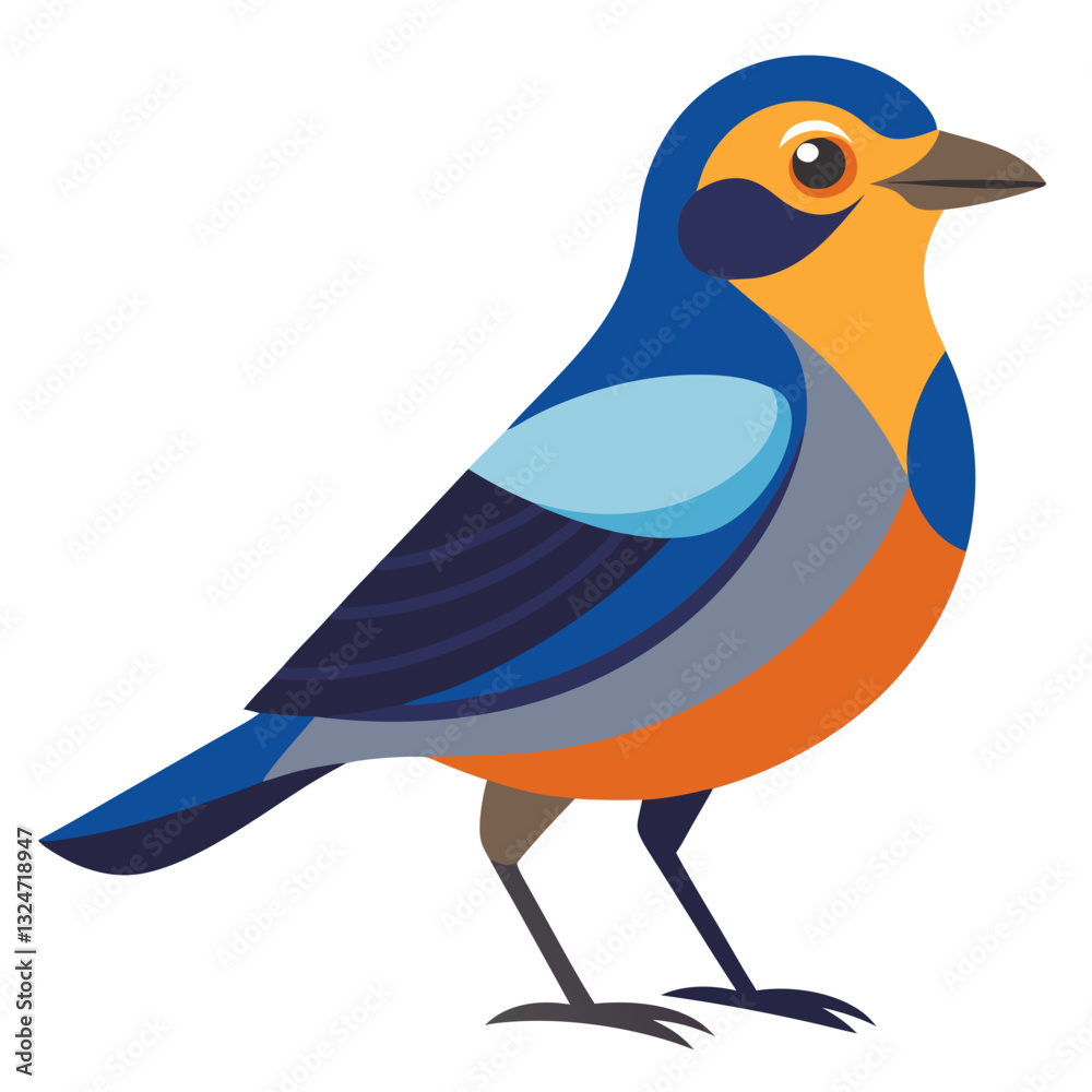 vector illustration of cartoon blue bird on a branch vector illustration of cartoon blue bird on a branch