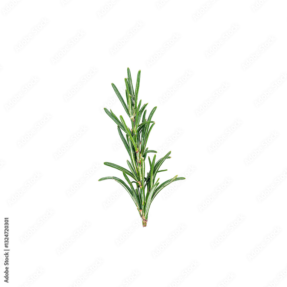 Obraz premium Fresh rosemary herb branch with aromatic green leaves isolated on white Ideal for culinary wellness and nature concepts