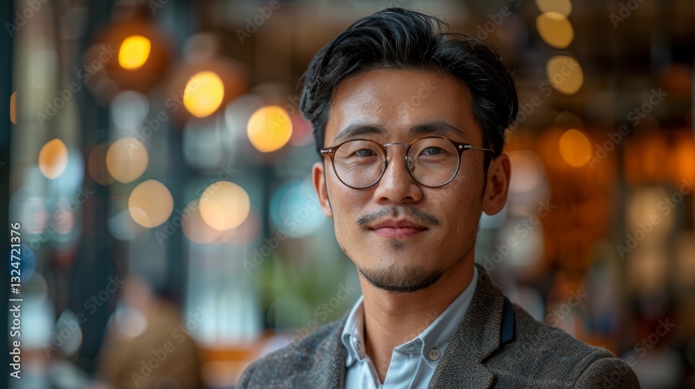Obraz premium Asian businessman working in a modern office environment soft focus copy space