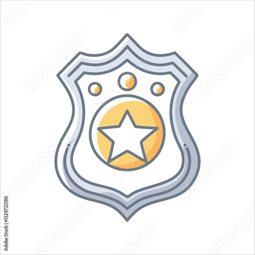 Silver badge with a central star, encircled by smaller circles
