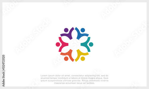 Abstract people colorful logo icon design minimal style illustration. community logo icon vector isolated.	

