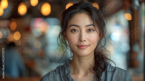 Wallpaper Mural Asian woman thinking about tax declaration with soft focus and copy space Torontodigital.ca