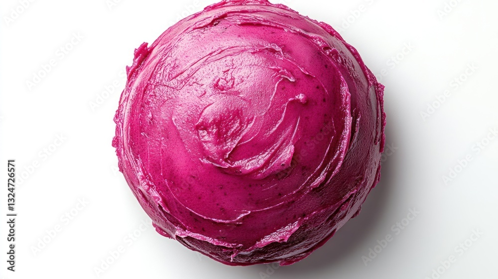 Top-down view of a single dragon fruit, vibrant pink skin, isolated on white background Top-down view of a single dragon fruit, vibrant pink skin, isolated on white background