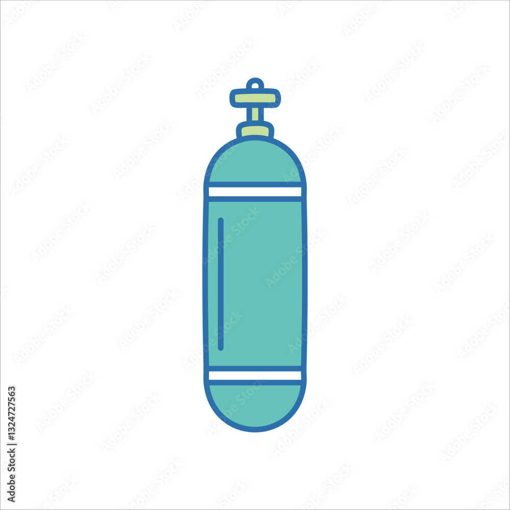 Obraz premium Teal gas cylinder with valve. Safety equipment