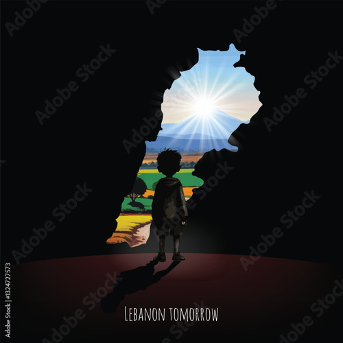 The dawn of a new Lebanon shines brightly, as a young child envisions hope and prosperity.