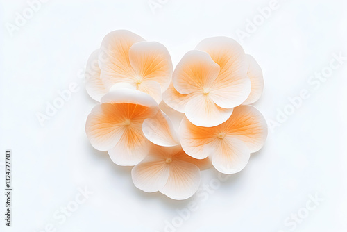 Delicate peach-colored flowers arranged in a heart shape