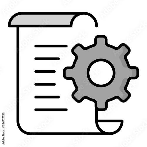 Document icon with a gear representing system configuration, settings management, operational adjustments, and automation setup
