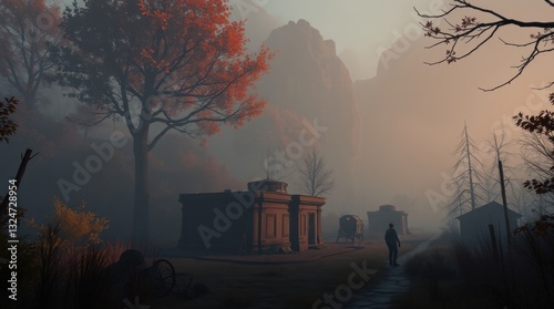 Autumn picture military polygon