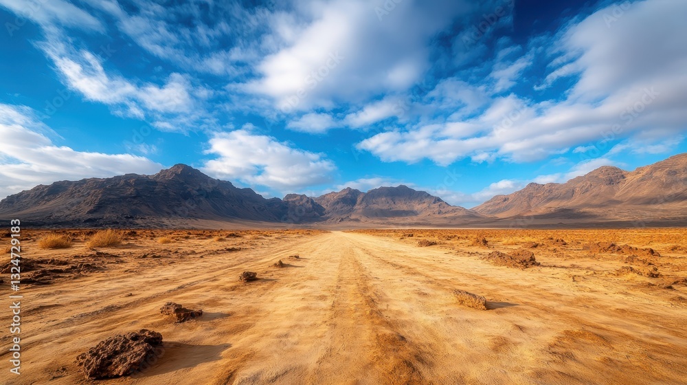 A breathtaking view of a vast desert landscape with rugged mountains under a dynamic sky, capturing the raw beauty of nature and evoking a sense of adventure and solitude. A breathtaking view of a vast desert landscape with rugged mountains under a dynamic sky, capturing the raw beauty of nature and evoking a sense of adventure and solitude.