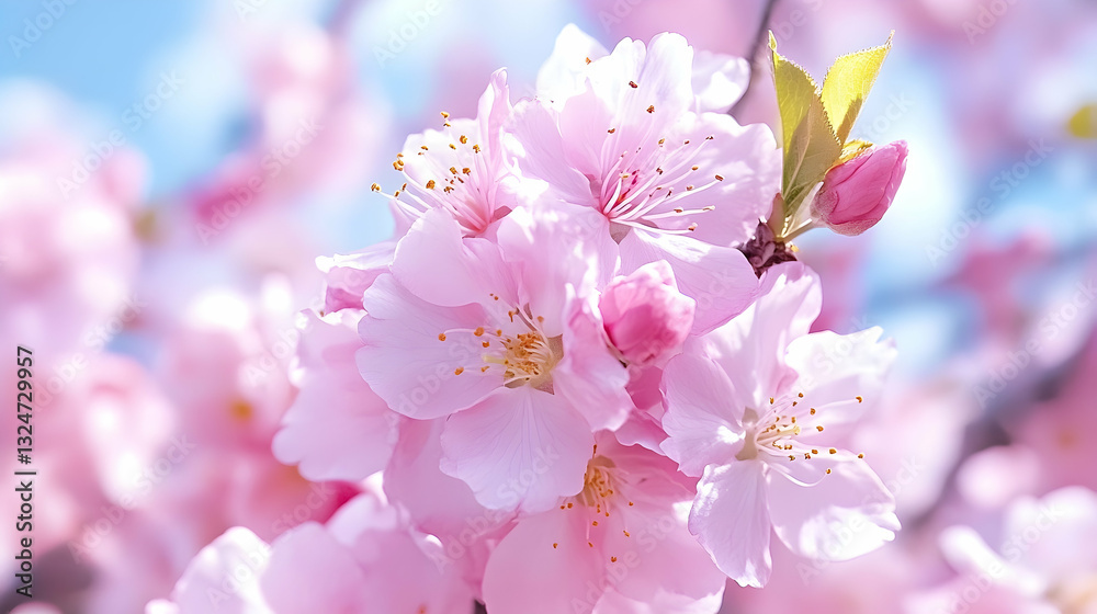 Obraz premium Delicate pink cherry blossoms in full bloom (1)