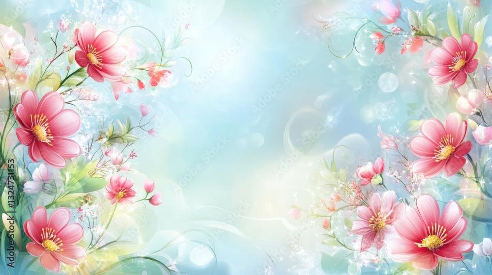 Beautiful background template made of Spring flowers. Beautiful background template made of Spring flowers.