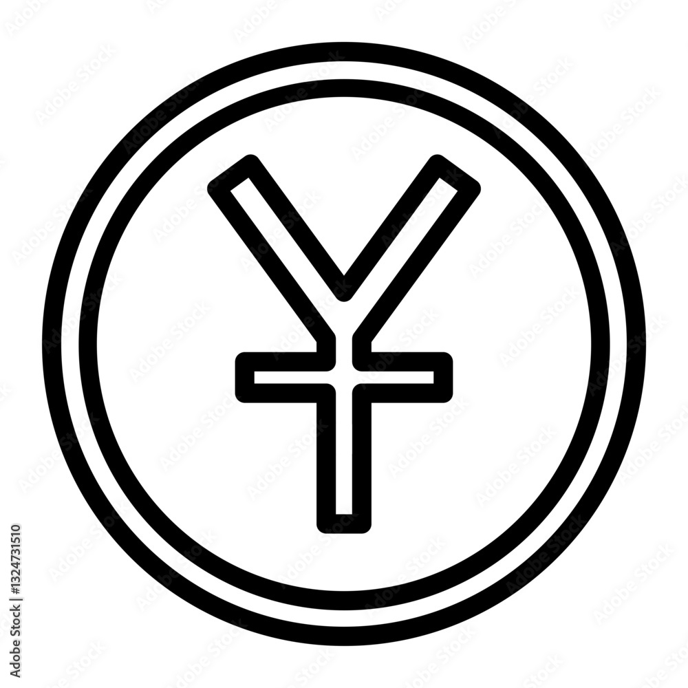 Chinese Yuan Vector Line Icon Design Chinese Yuan Vector Line Icon Design