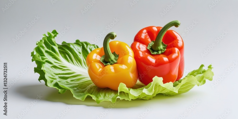 Vibrant red and yellow bell peppers Vibrant red and yellow bell peppers