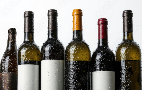 Chilled Wine Bottles with Condensation Perfect for Beverage or Celebration