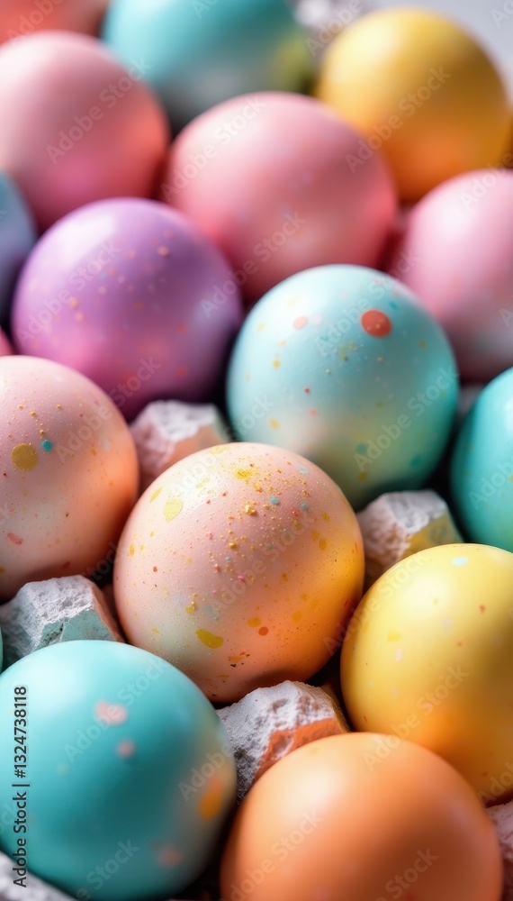 Vibrant dyed eggs in pastel shades, speckled with glitter , vibrant, nature Vibrant dyed eggs in pastel shades, speckled with glitter , vibrant, nature
