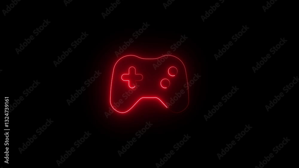 Glowing neon line Game pad icon isolated on black background. Game controller. Glowing neon line Game pad icon isolated on black background. Game controller.