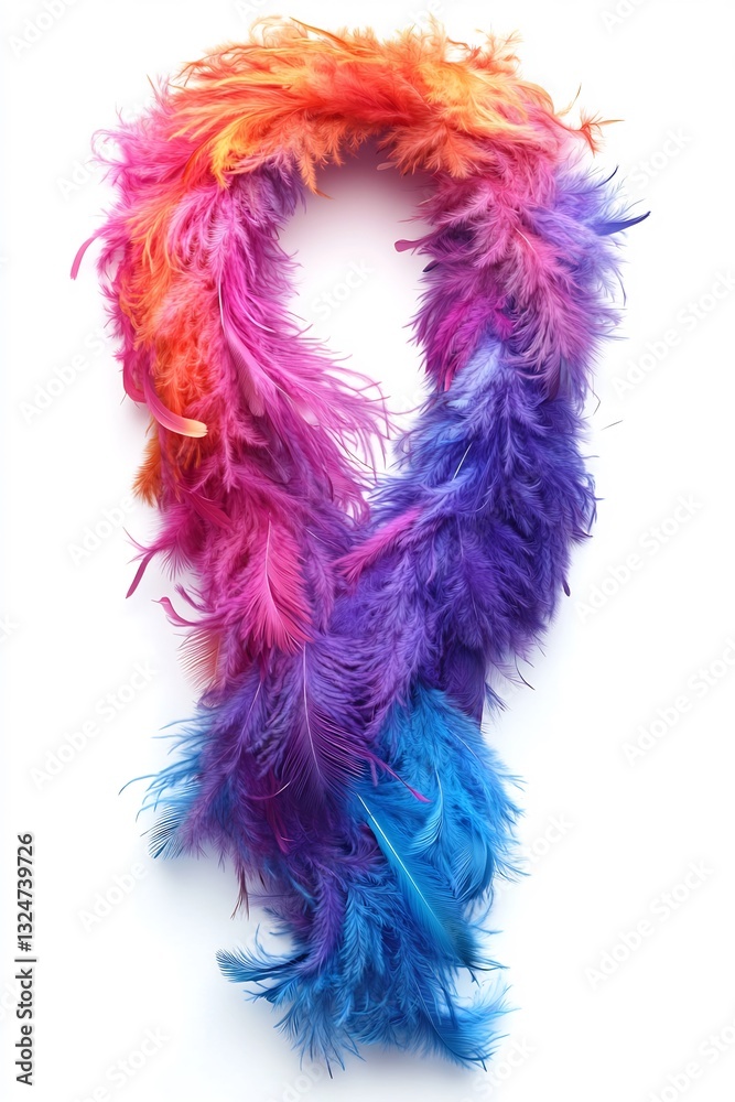 A colorful feather boa draped elegantly A colorful feather boa draped elegantly