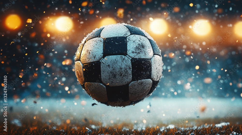 Fototapeta premium People playing soccer game in field.