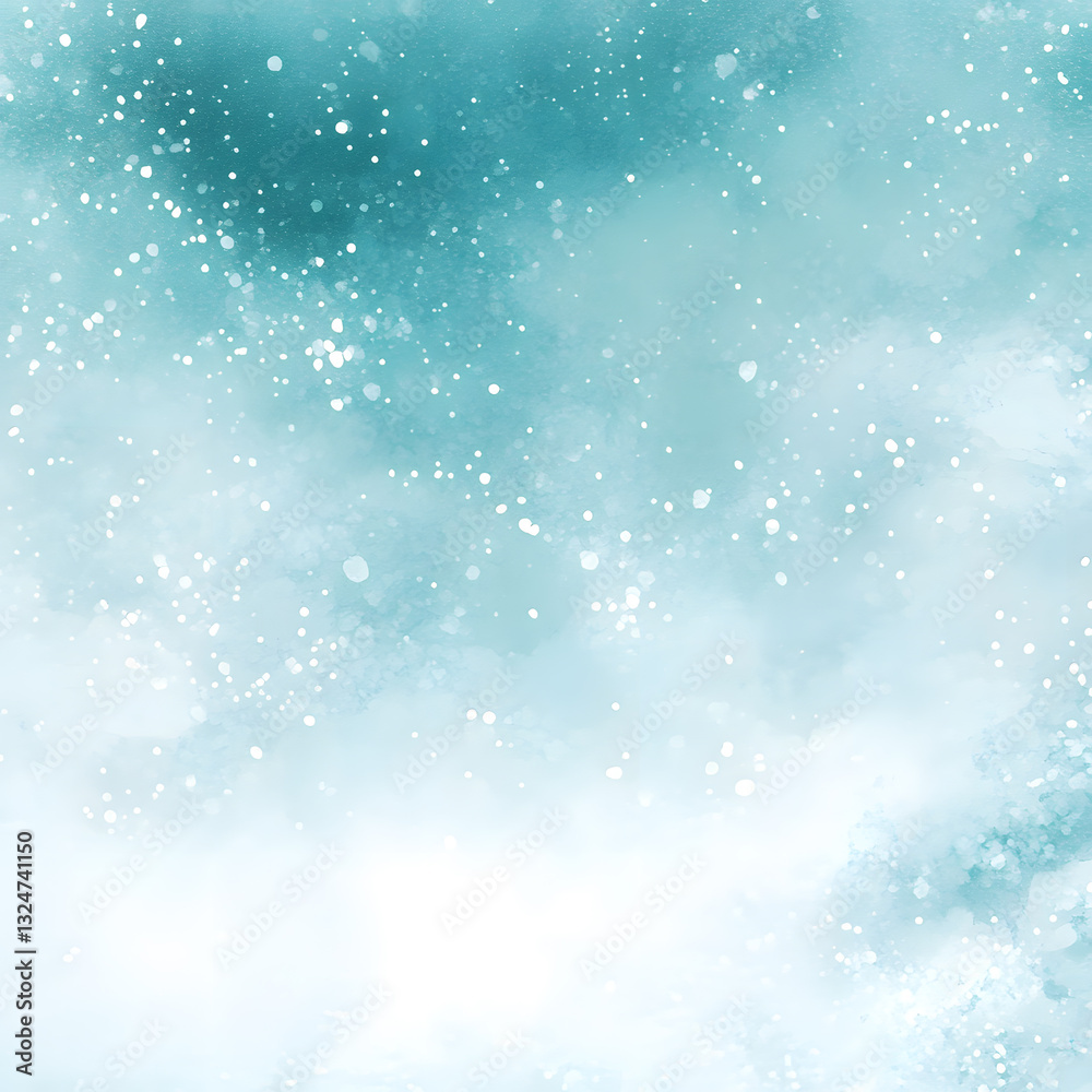 Serene Winter Wonderland with Frosted Trees and Falling Snowflakes in Soft Blue Sky Design for Seasonal Print Serene Winter Wonderland with Frosted Trees and Falling Snowflakes in Soft Blue Sky Design for Seasonal Print