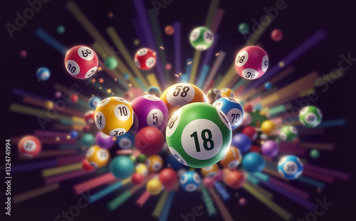 Multicolor Lottery and Bingo Balls – 3D Illustration for Mega Millions Lottery Promotions and Casino-Themed Designs  